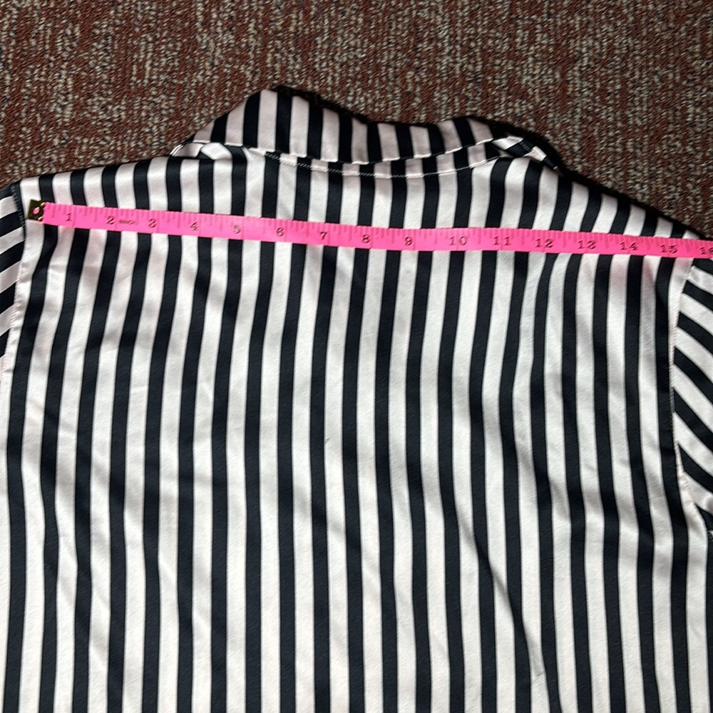 Victoria's Secret Black and White Striped sleep shirt silky nighty blouse small - Picture 10 of 11